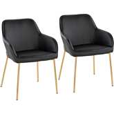 Daniella Dining Chair in Black Leatherette & Gold Steel (Set of 2)